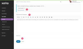 Custom lesson in educator accounts in Xello. Two spots are highlighted: Instructions for Students, and Save